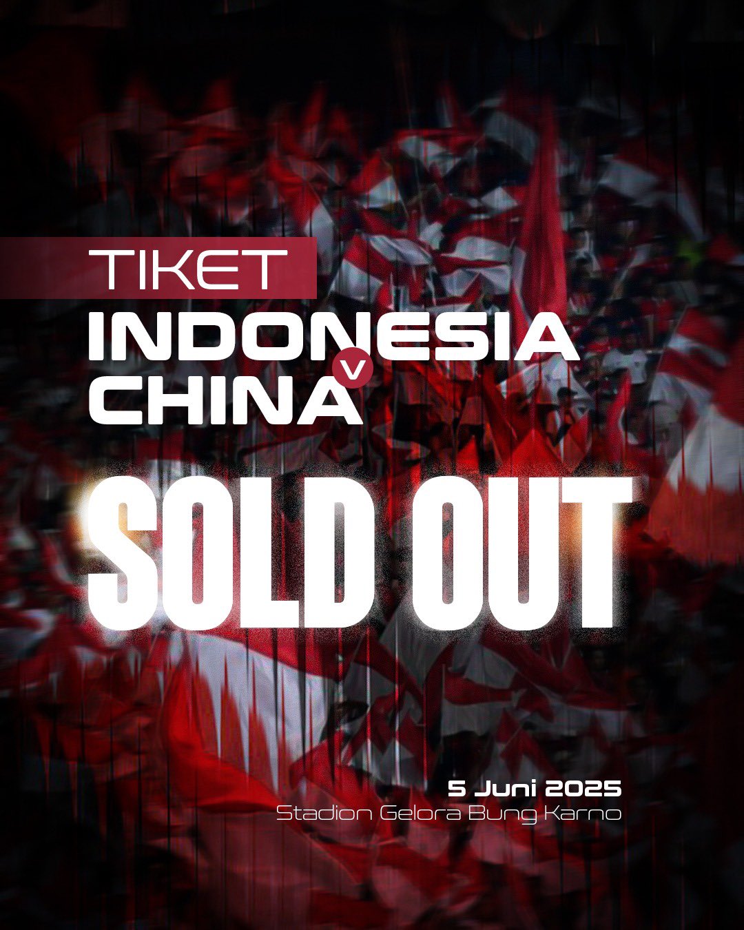 Rất được mong đợi! Vé xem trận đấu vòng loại World Cup giữa Indonesia và Trung Quốc đã được bán hết, với giá vé cao nhất vào khoảng 762 nhân dân tệ.
